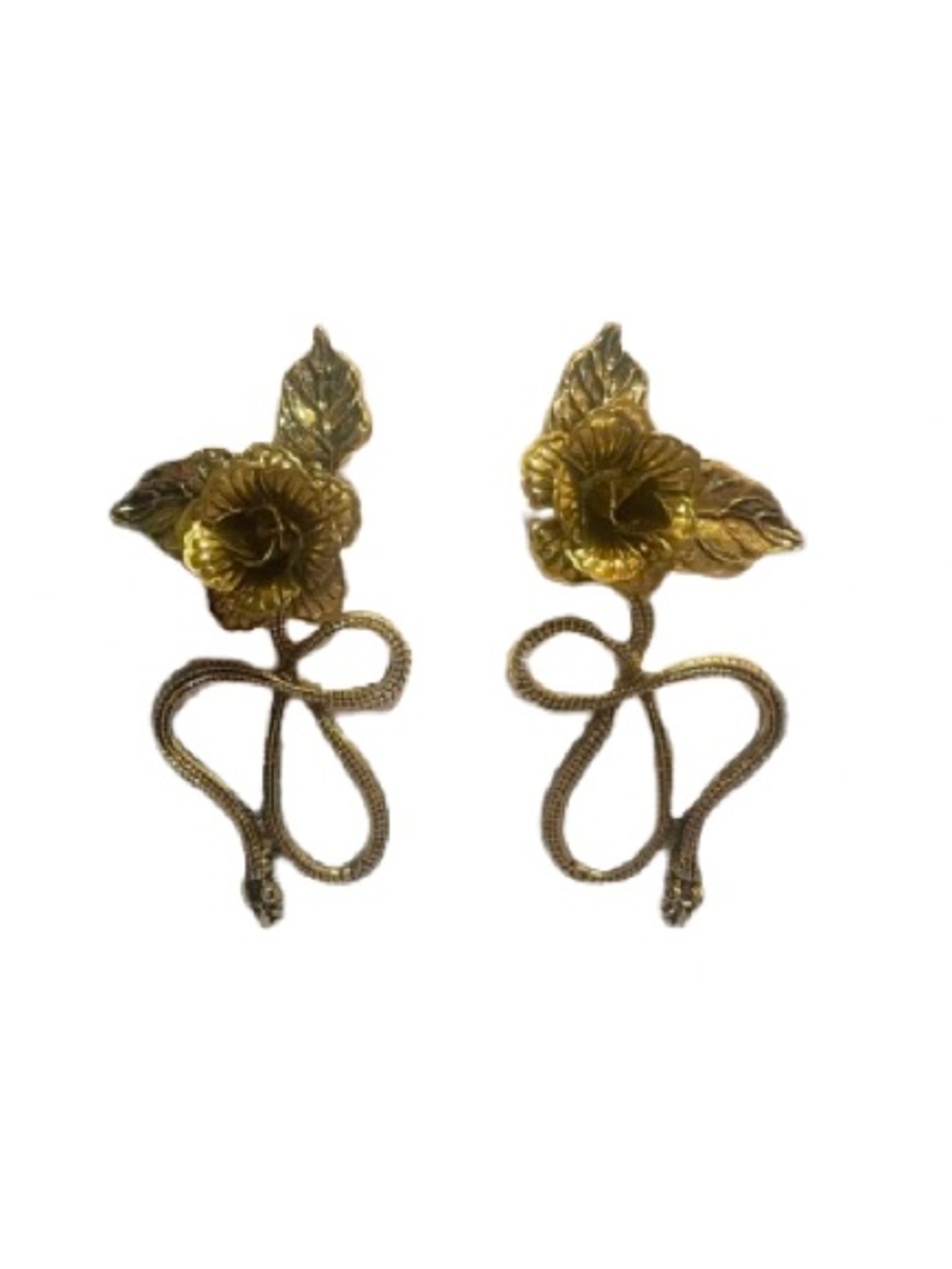 🦚Gold Steampunk Floral Earrings